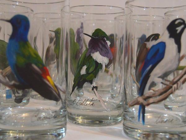 Set of handpainted glasses: WHITE HORSES