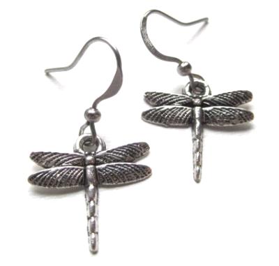 Small dragonfly earrings silver toned nickel free delicate dragonflies charm jewelry