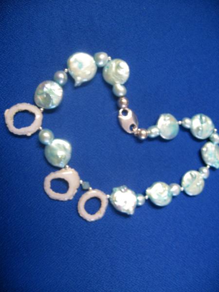 14-016 Blue coin pearls with stalactite slices