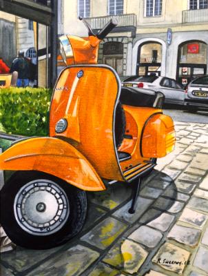 Orange vespa.  