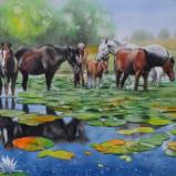 The Danube Delta horses, 38cm x 56cm, 2021