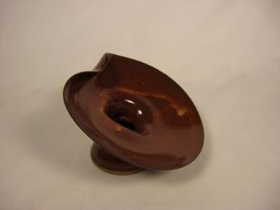 120426.G Tilted Flower Vase with Shino Glaze 120426.G Tilted Flower Vase with Shino Glaze