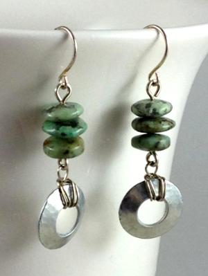 Steel Washer and African Turquoise Earrings Steel Washer and African Turquoise Earrings