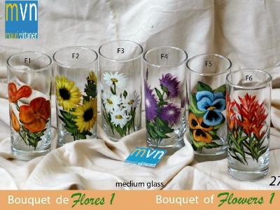 Set of handpainted glasses: BOUQUET OF FLOWERS 1