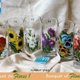 Set of handpainted glasses: BOUQUET OF FLOWERS 1