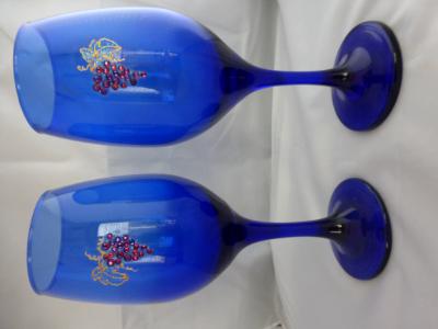 Blue Goblets with swarovski crystal grapes