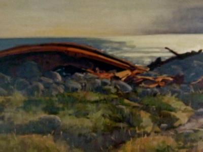 Shipwreck at Sunset 18x36" oil sold Shipwreck at Sunset 18x36" oil sold