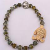 Agate with Carved Turtle Necklace