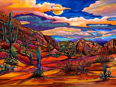 Moon Glow over Picture Rocks - Original Acrylic on Gallery Wrap Canvas 24x36 SOLD