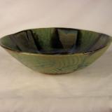 120424.N Heavily Textured Carved Bowl with Multiple Glazes