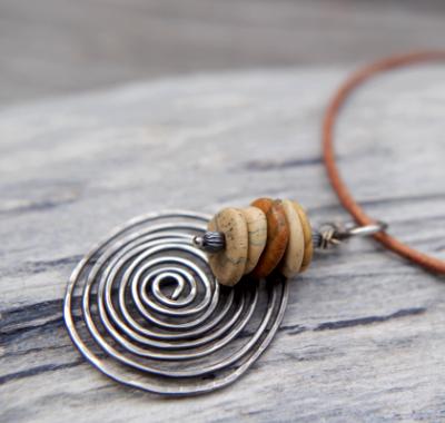 *SOLD OUT* Picture jasper and sterling silver spiral necklace *SOLD OUT* Picture jasper and sterling silver spiral necklace