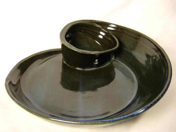 110927.E Spiral Chip-N-Dip with Blue Earth Glaze
