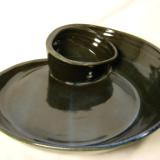 110927.E Spiral Chip-N-Dip with Blue Earth Glaze