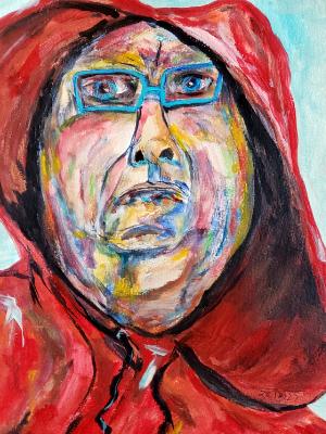 Self Portrait: Artist in hoody. Self Portrait: Artist in hoody.