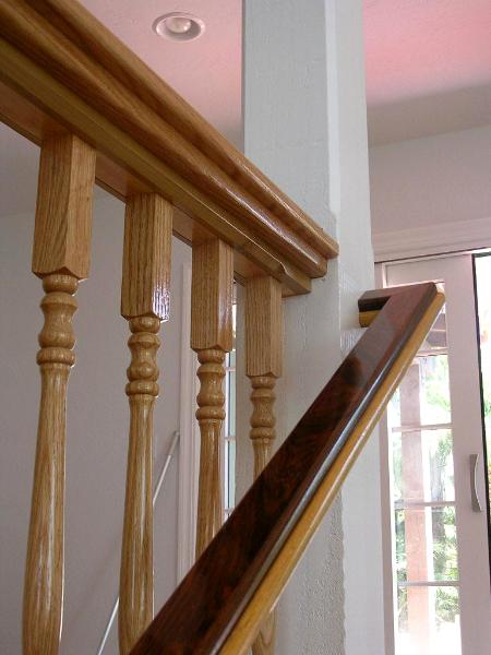 Rosewood (kokobolo) and oak balustrade with handrail
