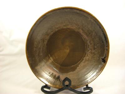 120315.A Large Shallow Bowl with Copperish Colored Glaze
