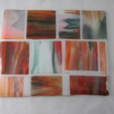 CB6019 - "Bits & Pieces" Deep Forest Green & Orange Opal Streaky Cutting / Cheese Board