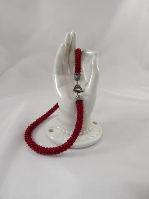 N-95 Red Crocheted Rope Necklace