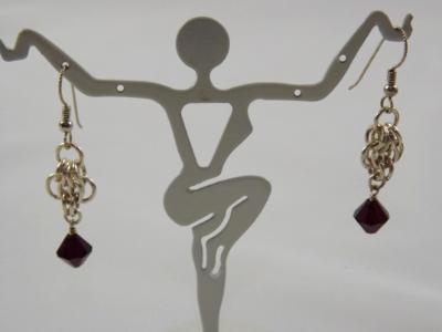 E-87 Sterling Chain & Crystal Earrings