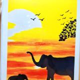 Elephant Sunset Card