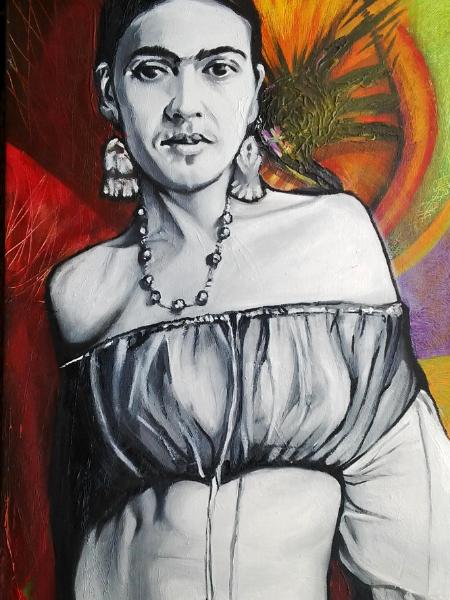 "Frida, 21st Century Celeb?" Painting 1 of Fun Frida Commissions