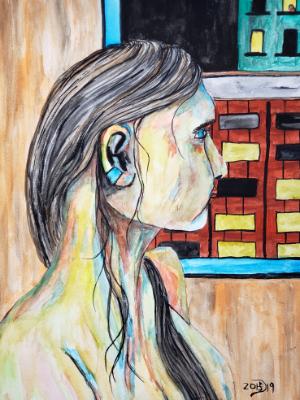 Her longing gaze allowed her to feel apart of a world that had turned it's back on her. Her only companion, the unknown woman wh Her longing gaze allowed her to feel apart of a world that had turned it's back on her. Her only companion, the unknown woman wh