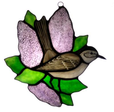 Catbird in Purple Lilac Bush Catbird in Purple Lilac Bush