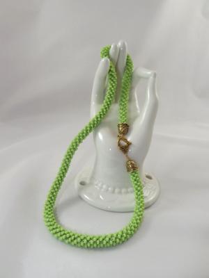 N-94 Apple Green Crocheted Rope Necklace