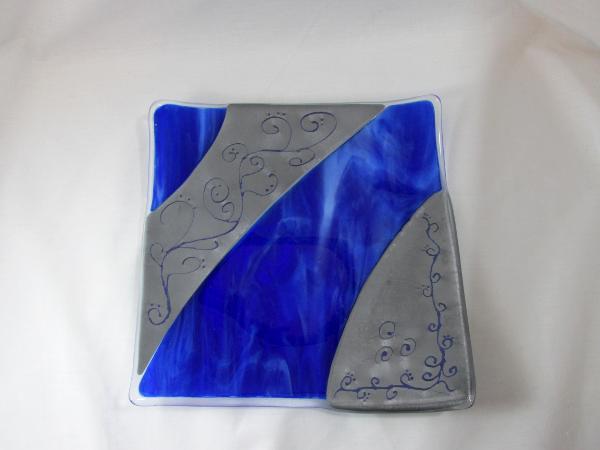 LD11010 - Designer Plate, Cobalt Blue Streaky & Pewter