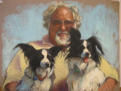Josh with Izzy and Ollie 18x24" pastel Josh with Izzy and Ollie 18x24" pastel