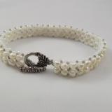 B-16 white freshwater pearl chevron bracelet