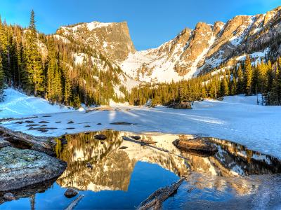Early Morning on Half Frozen Dream Lake Early Morning on Half Frozen Dream Lake