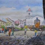 San Blas square and church, 35cm x 50cm, 2015