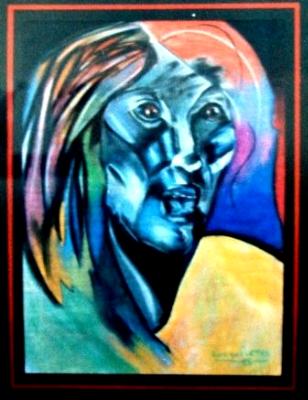 A Gun Has a Face - Acrylic and Coloured Pencil on Canvas