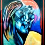 A Gun Has a Face - Acrylic and Coloured Pencil on Canvas