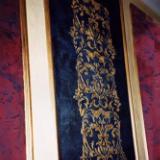 Raised gold leaf stencil on black stone finish