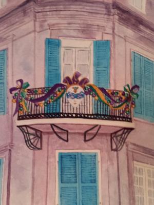 French Quarter Balcony ~ Watercolor ~16X20