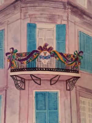 French Quarter Balcony ~ Watercolor ~16X20 French Quarter Balcony ~ Watercolor ~16X20