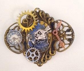 Steampunk, white rabbit, jewelry