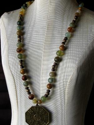 Serpentine and Brass "Yin-Yang" Necklace Serpentine and Brass "Yin-Yang" Necklace