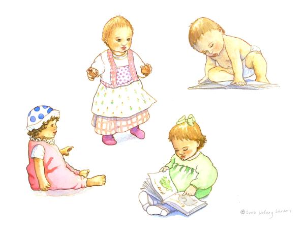 Four babies - illustration
