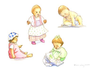 Four babies - illustration Four babies - illustration