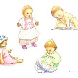 Four babies - illustration