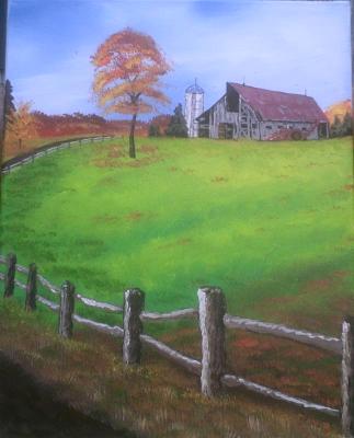 Barn and Cornpicker-SOLD