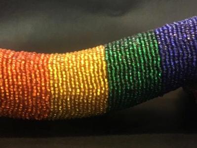 Rainbow Beaded Phallus - Side Rainbow Beaded Phallus - Side