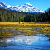 Cascade's Hand Lake & the Snow Covered Three Sisters Peaks