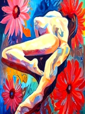 "Floral Repose" Female Figure