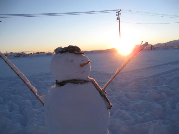 Sunrise on a Snowman's first day.