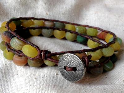 Mixed Greens Cracked Agate Wrap Bracelet Mixed Greens Cracked Agate Wrap Bracelet