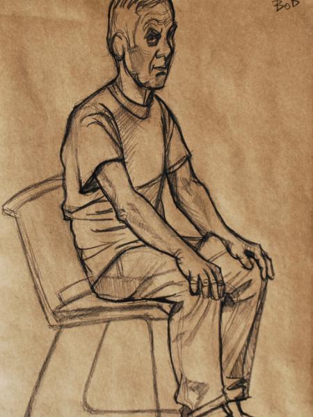 Bob, Seated (Charcoal on Kraft Paper)